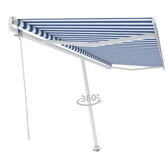 Luifel vrijstaand automatisch 500x300 cm blauw en wit 3