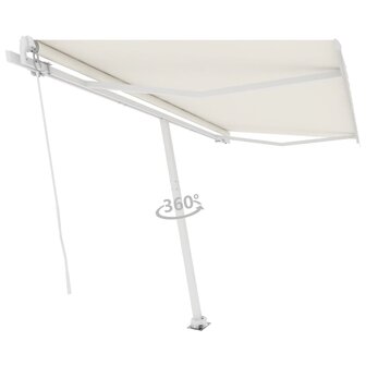 Luifel vrijstaand handmatig uittrekbaar 400x350 cm cr&egrave;mekleurig 3