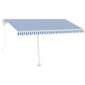 Luifel vrijstaand automatisch 400x350 cm blauw en wit 4
