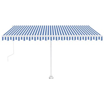 Luifel vrijstaand automatisch 450x350 cm blauw en wit 2