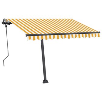 Luifel vrijstaand handmatig uittrekbaar 300x250 cm geel en wit 4