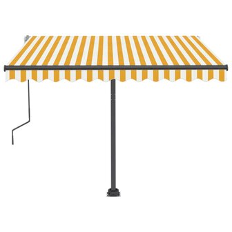 Luifel vrijstaand handmatig uittrekbaar 300x250 cm geel en wit 5