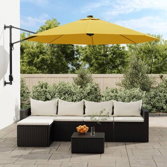 Wandparasol met LEDs 290 cm geel 1