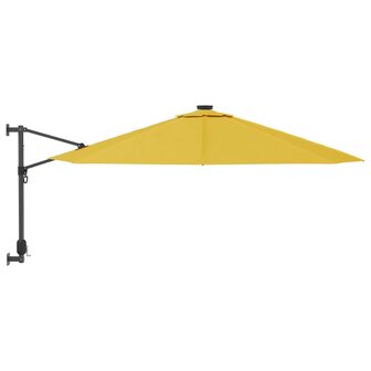 Wandparasol met LEDs 290 cm geel 4