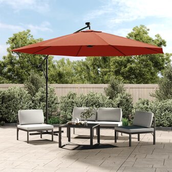 Zweefparasol met LED-verlichting 350 cm terracottakleurig 1