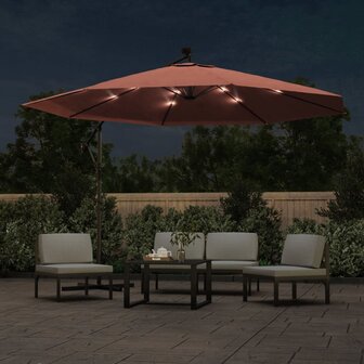 Zweefparasol met LED-verlichting 350 cm terracottakleurig 3