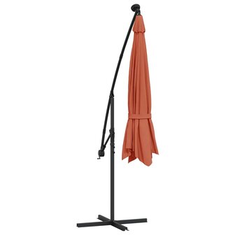 Zweefparasol met LED-verlichting 350 cm terracottakleurig 8