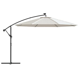 Zweefparasol met LED-verlichting en metalen paal 350 cm zand 4