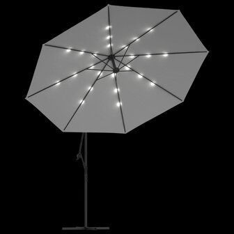 Zweefparasol met LED-verlichting en metalen paal 350 cm zand 6