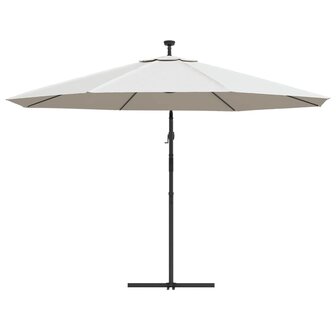 Zweefparasol met LED-verlichting en metalen paal 350 cm zand 7
