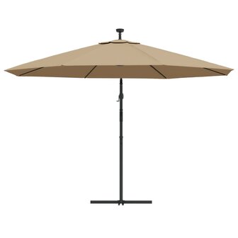 Zweefparasol met LED-verlichting en metalen paal 350 cm taupe 7