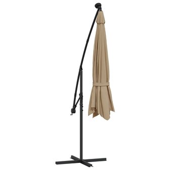 Zweefparasol met LED-verlichting en metalen paal 350 cm taupe 8