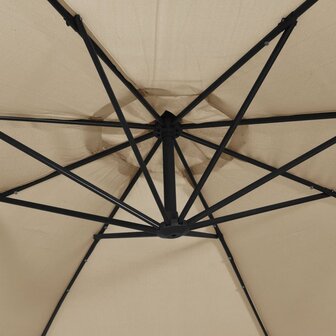 Zweefparasol met LED-verlichting en metalen paal 350 cm taupe 9