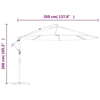 Zweefparasol met aluminium paal 350 cm blauw 9