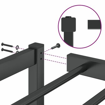 Bedframe metaal zwart 75 x 190 cm 8