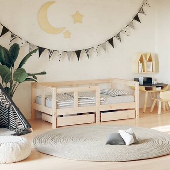 Kinderbedframe met lades 70x140 cm massief grenenhout 1