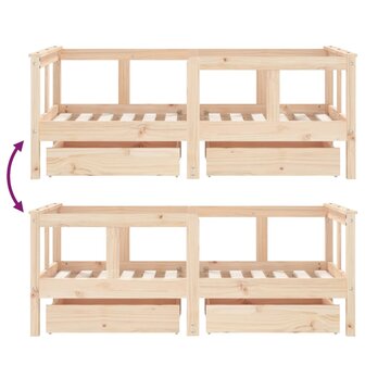 Kinderbedframe met lades 70x140 cm massief grenenhout 8