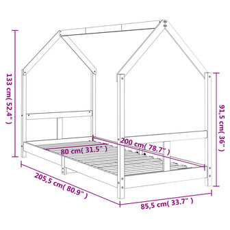 Kinderbedframe 80x200 cm massief grenenhout 9
