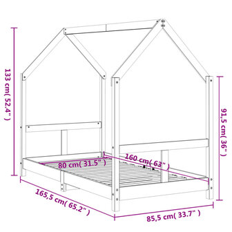 Kinderbedframe 80x160 cm massief grenenhout 9