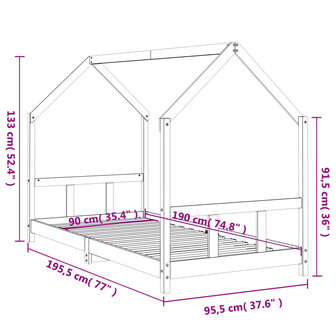 Kinderbedframe 90x190 cm massief grenenhout 9