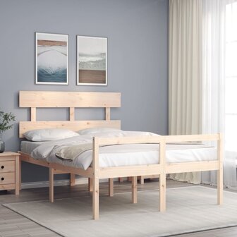 Seniorenbed met hoofdbord massief hout 140x190 cm 1