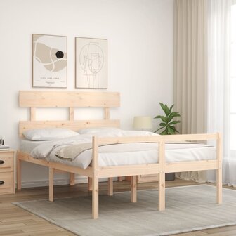 Seniorenbed met hoofdbord massief hout 140x190 cm 3