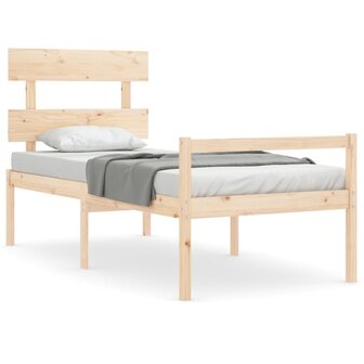 Seniorenbed met hoofdbord massief hout 90x200 cm 2