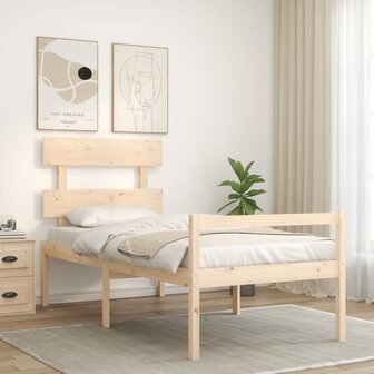 Seniorenbed met hoofdbord massief hout 90x200 cm 3