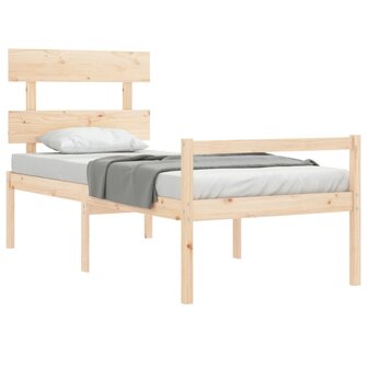 Seniorenbed met hoofdbord massief hout 90x200 cm 4