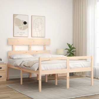 Seniorenbed met hoofdbord massief hout 140x200 cm 3