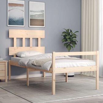 Seniorenbed met hoofdbord massief hout 90x200 cm 1