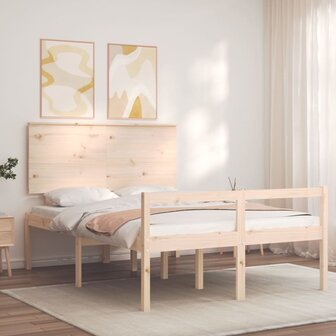Seniorenbed met hoofdbord massief hout 140x190 cm 3