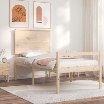 Seniorenbed met hoofdbord massief hout 100x200 cm 1