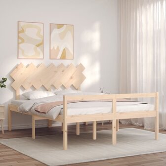 Seniorenbed met hoofdbord massief hout 140x190 cm 3