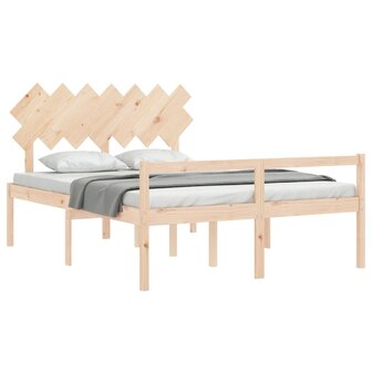 Seniorenbed met hoofdbord massief hout 140x190 cm 4