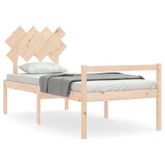 Seniorenbed met hoofdbord massief hout 90x200 cm 2