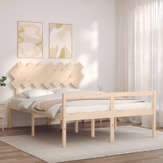 Seniorenbed met hoofdbord massief hout 140x200 cm 3
