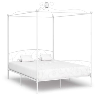 Hemelbedframe metaal wit 160x200 cm 1