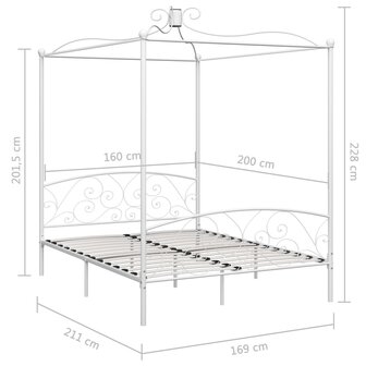 Hemelbedframe metaal wit 160x200 cm 5