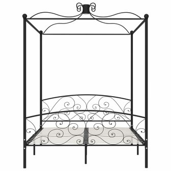 Hemelbedframe metaal zwart 180x200 cm 3