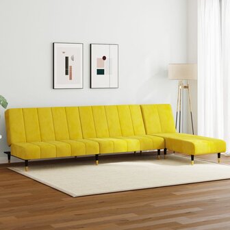 2-delige Loungeset fluweel geel 1