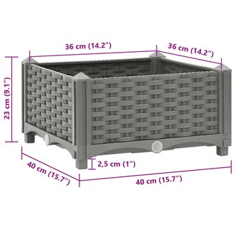 Plantenbak verhoogd 40x40x23 cm polypropeen 7