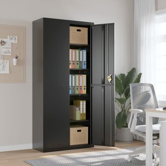 Archiefkast 90x40x200 cm staal zwart 1