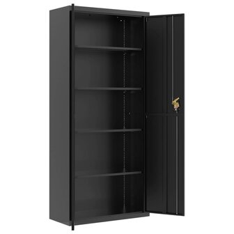 Archiefkast 90x40x200 cm staal zwart 4