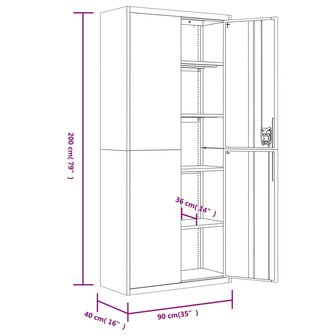 Archiefkast 90x40x200 cm staal zwart 9