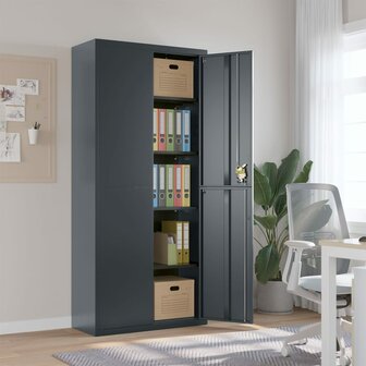 Archiefkast 90x40x200 cm staal antracietkleurig 1