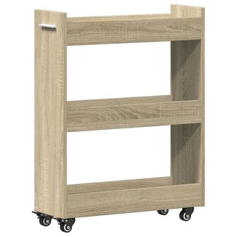 Kast met wieltjes 60x22x79 bewerkt hout sonoma eikenkleurig 2