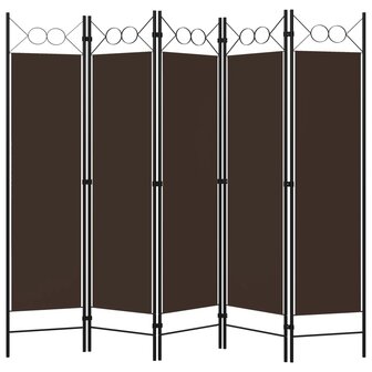 Kamerscherm met 5 panelen 200x180 cm bruin 2