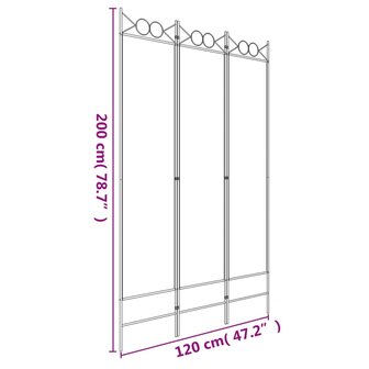 Kamerscherm met 3 panelen 120x200 cm stof antracietkleurig 8