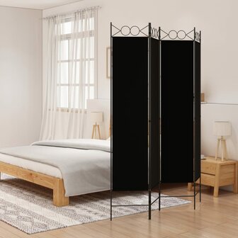 Kamerscherm met 4 panelen 160x200 cm stof zwart 1